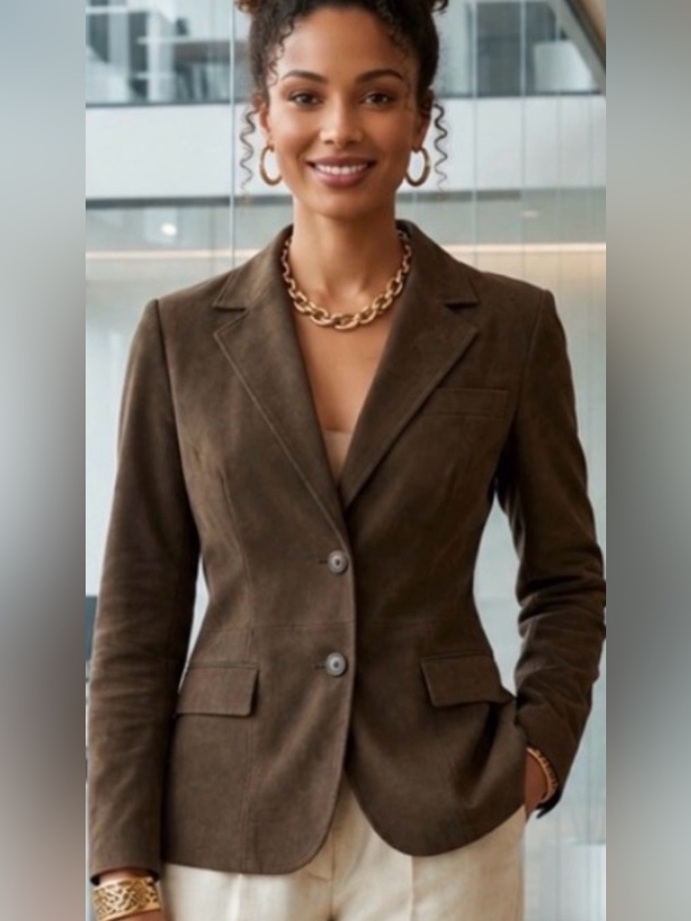 Vintage Women's Brown Suede Blazer Jacket